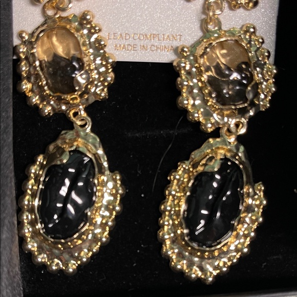 Natasha Couture Gold and Black Statement Earrings - Picture 7 of 9